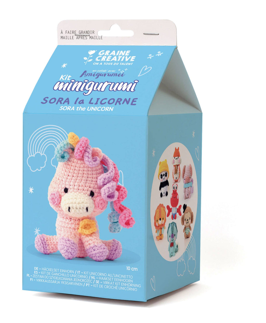Minigurumi Einhorn Häkel-Kit – fertiges Amigurumi Einhorn