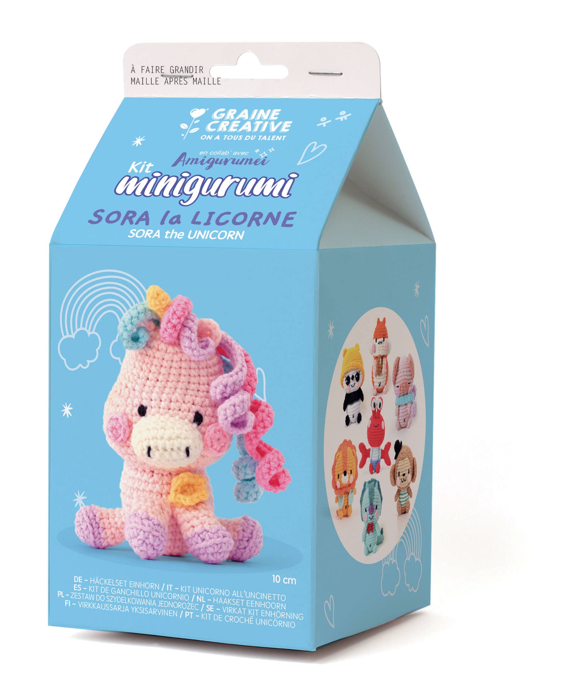 Minigurumi Einhorn Häkel-Kit – fertiges Amigurumi Einhorn