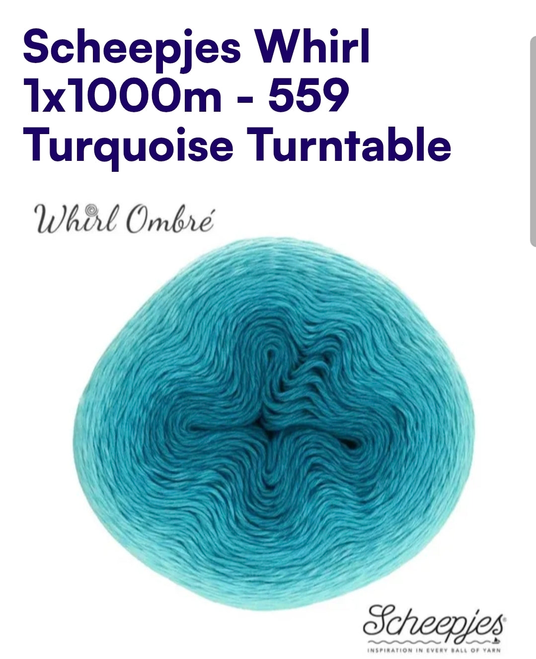 Scheepjes Whirl 1000m Farbverlaufsgarn 559 Turquoise Turntable