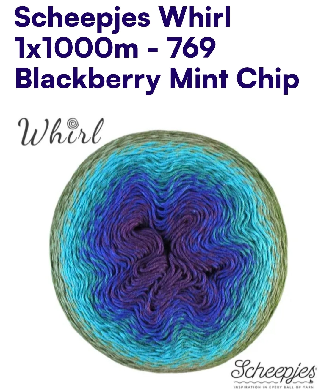 Scheepjes Whirl 1000m Farbverlaufsgarn 769 Blackberry Mint Chip