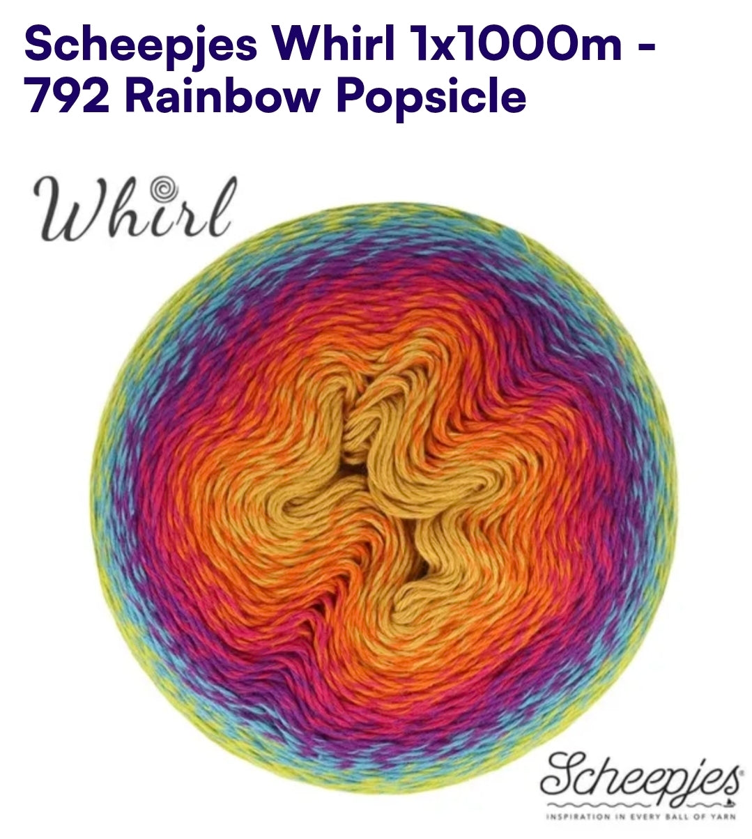 Scheepjes Whirl 1000m Farbverlaufsgarn 792 Rainbow Popsicle